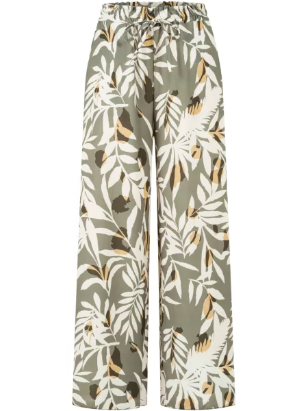 Pantaloni galben miere / oliv / verde pin alb