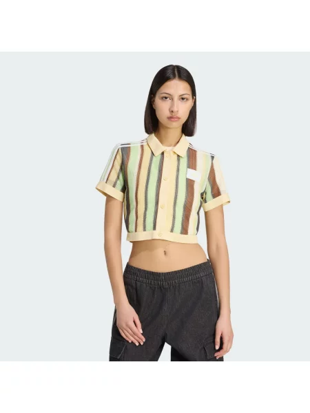 ZKRÁCENÉ POLO TRIČKO ADIDAS ORIGINALS SUMMER GLOW STRIPED žluté