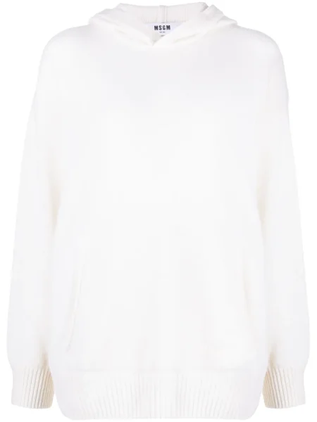 Hanorac cu glugă Msgm cu broderie de lână alb