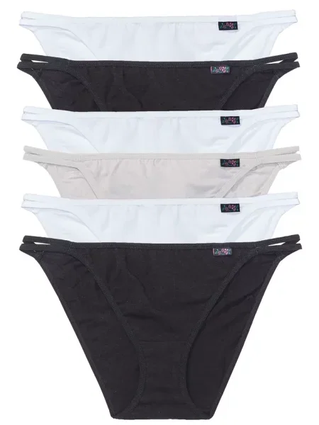 Figi tanga z miękką bawełną organiczną 6 par czarne