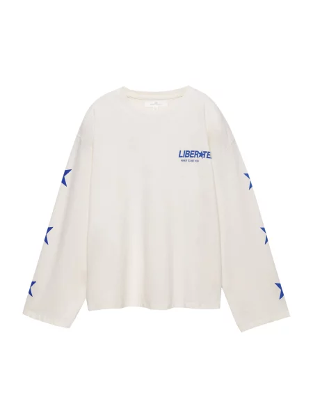 Pull&Bear Tričko PACIFIC EMPOWER modrá / vlny bílé