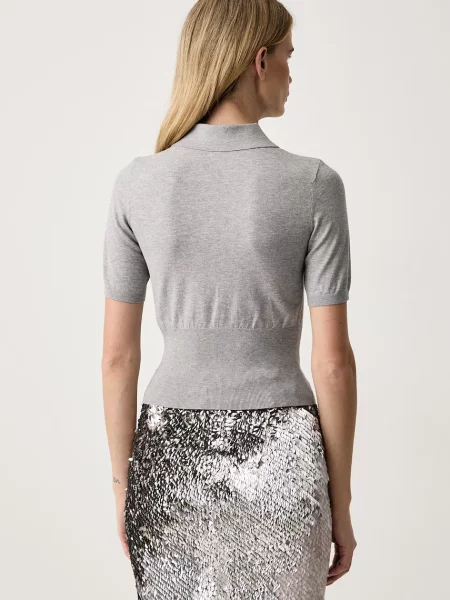 Elisabetta Franchi polo z wiskozą szara