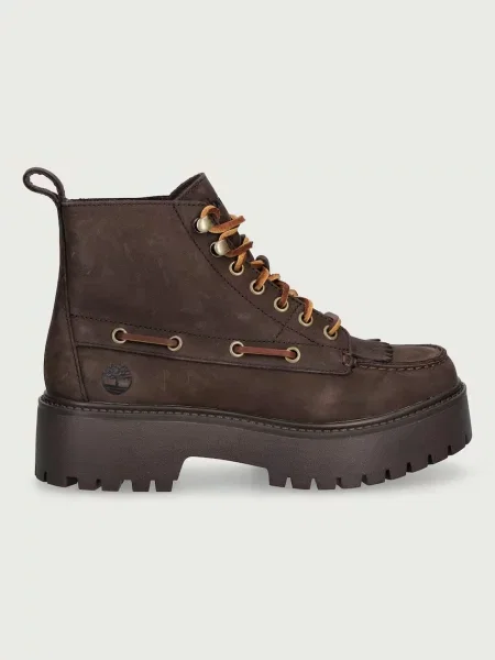 Skate in ulica gležnjarji Timberland s čipko s platformo rjava