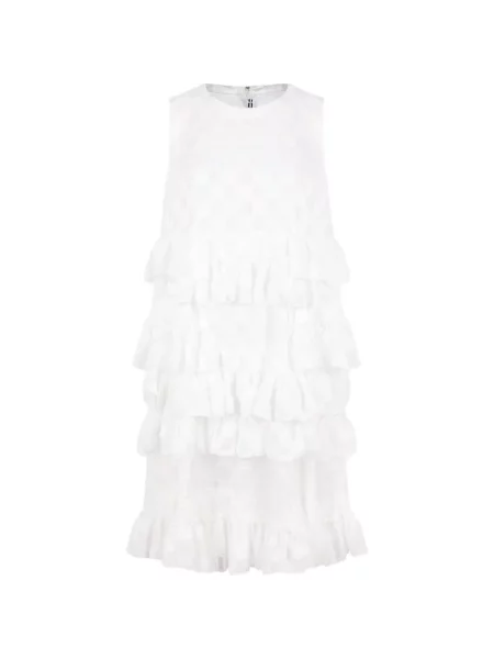 Rochie mini Comme Des Garçons în carouri cu volane alb