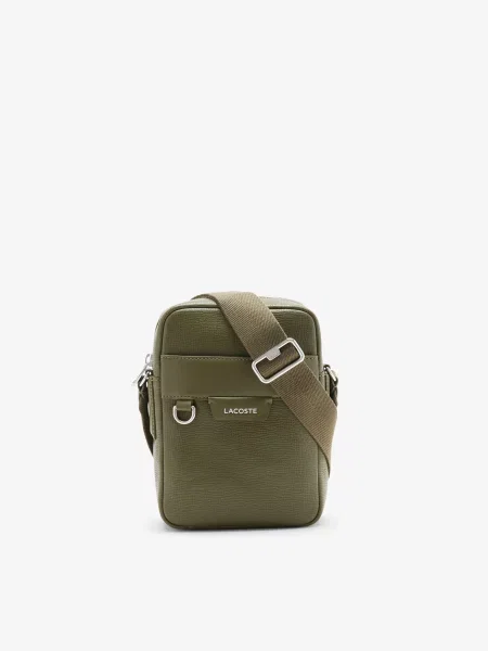 Кожаная сумка кросс-боди Lacoste зеленая