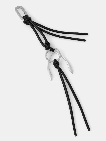AllSaints obesek za ključe usnjen WISHBONE črna