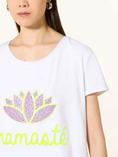 Miss Goodlife Tričko S Ozdobnými Kamínky / růžová / neonově žlutá bílá