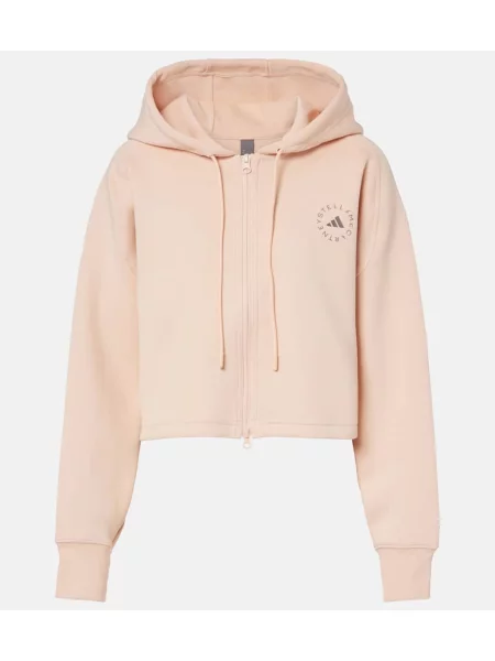 Bluza z kapturem Adidas By Stella Mccartney o krotszym kroju różowa