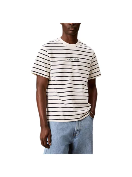 Pruhované tričko Calvin Klein Jeans biela