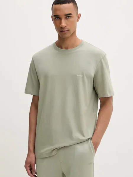 T-shirt o kroju relaxed fit z nadrukiem z tyłu Hugo zielona