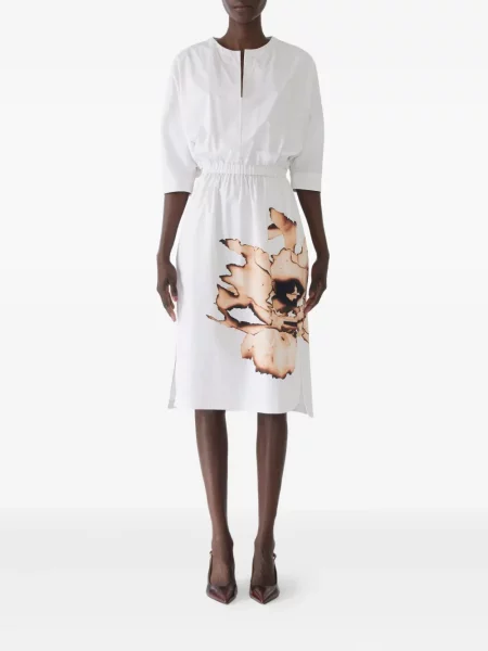 Rochie midi Jason Wu Collection cu model floral cu imagine până la genunchi alb