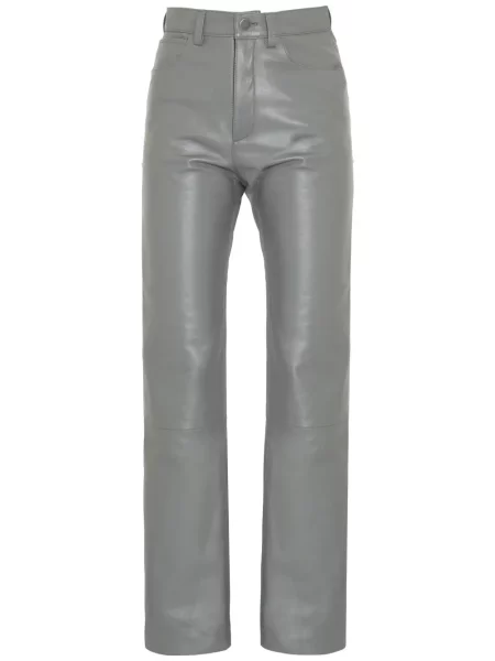 Pantaloni Dancassab din piele gri