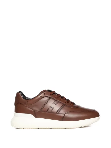 Sneakerși Hogan cu șireturi din dantelă maro