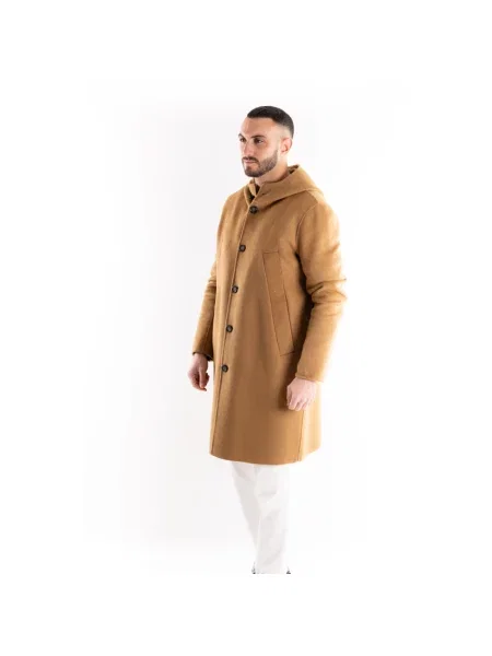Długi płaszcz Paolo Pecora elegancki wełniany brązowy