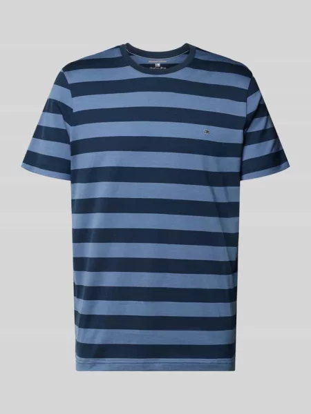 T-shirt w kroju regular fit z haftowanym logo Christian Berg Men granatowa