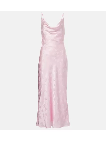 Rochie midi Rotate din satin până la genunchi de costum roz