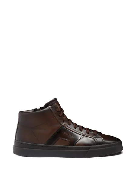 Sneakerși Santoni din piele cu cataramă maro
