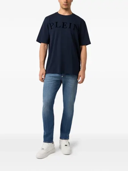 Tricou Philipp Plein cu aplicații albastru