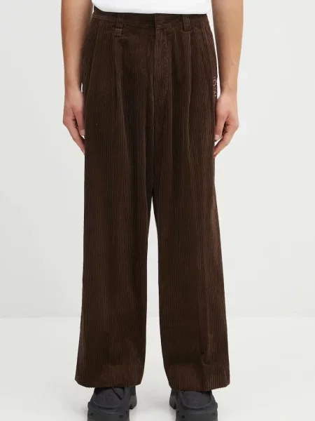 Human Made pantaloni de CORDUROY drept maro