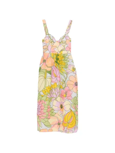 Rochie midi Farm Rio cu model floral cu imagine portocaliu