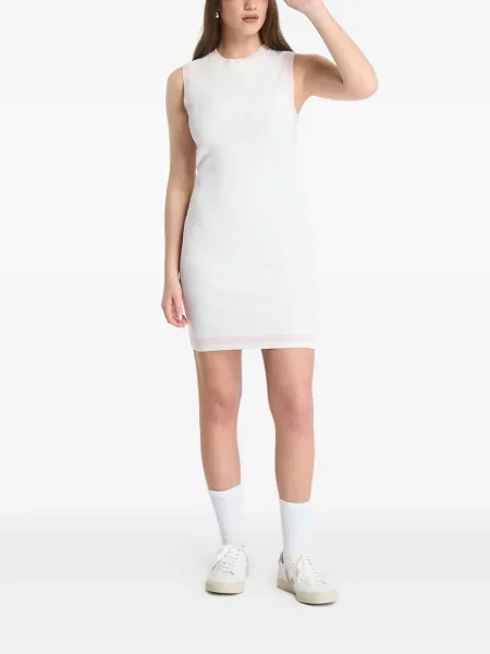Rochie mini Guess fără mâneci tricotate alb