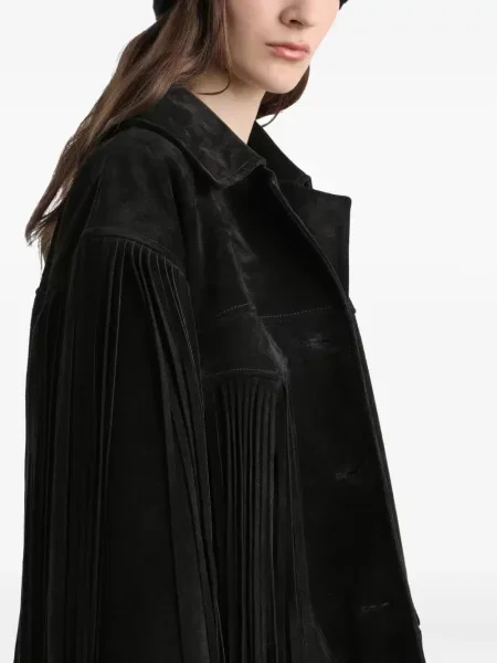 Palton Dolce & Gabbana cu franjuri plisat negru