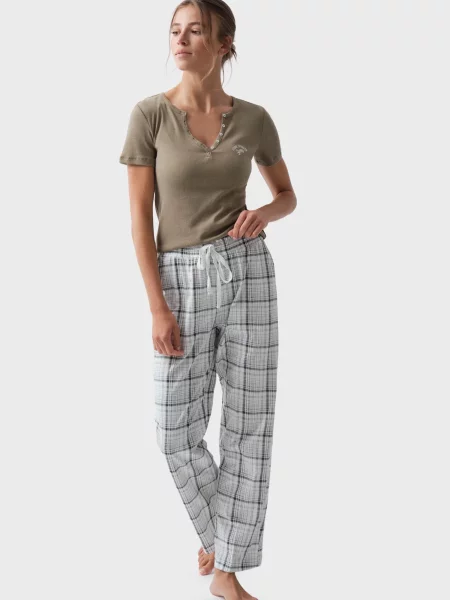 Клетчатые брюки Women'secret белые