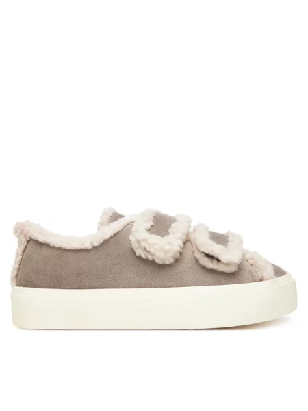 Inuikii Shearling Low Velcro tenisice za žene od brušene kože siva