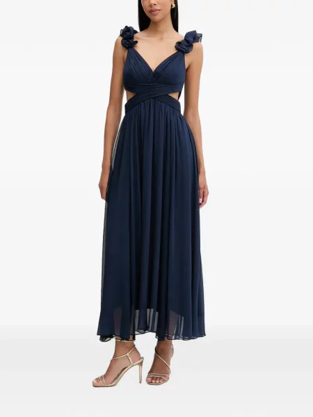 Rochie midi Morgan cu volane cu bretele albastru