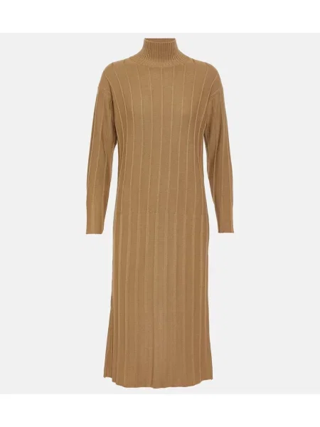 Volnena midi obleka Max Mara bež