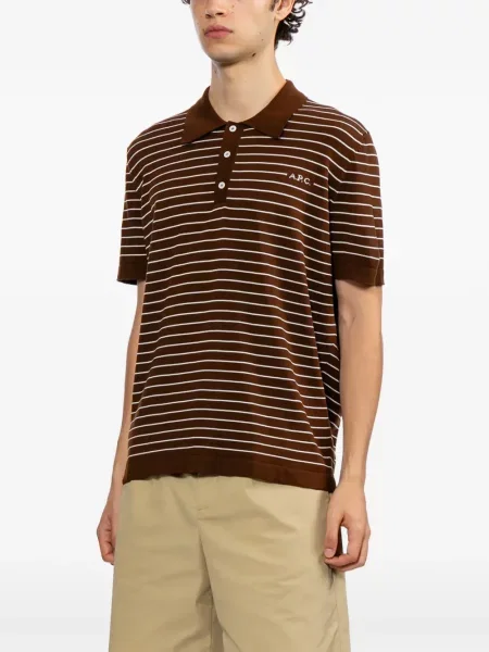 Tricou polo A.p.c. cu broderie maro