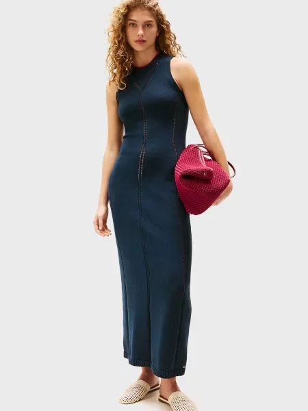 Трикотажна костюмна сукня максі Tommy Hilfiger синя