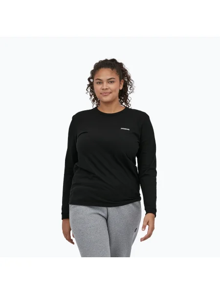 Tricou cu mânecă lungă Patagonia cu autograf negru