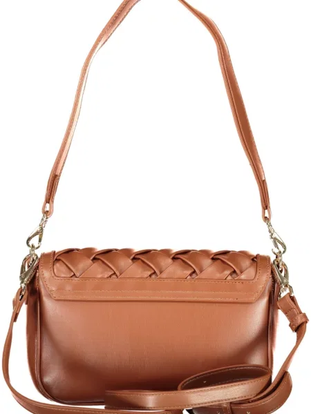 Lniana torebka Valentino Bags brązowa