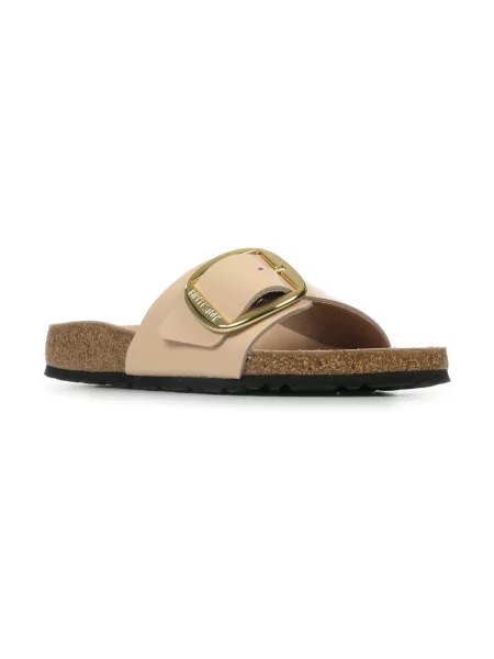 Kožené sandály Birkenstock s přezkou béžové