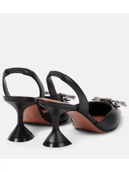 Pantofi cu toc Amina Muaddi din piele slingback negru