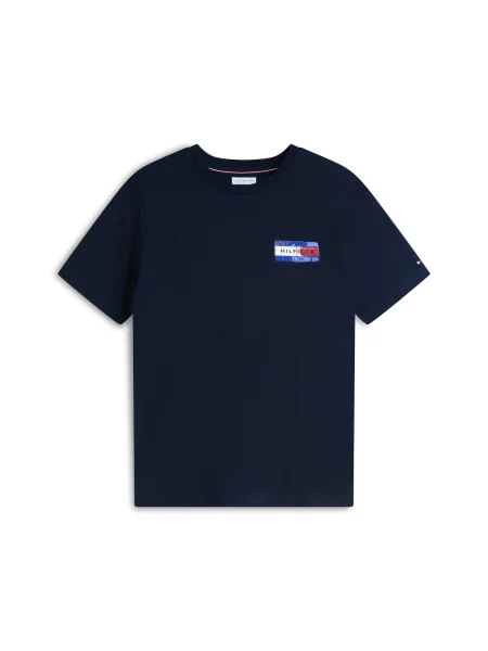 TOMMY HILFIGER Tričko námořnická modř / světlemodrá / červená bílá