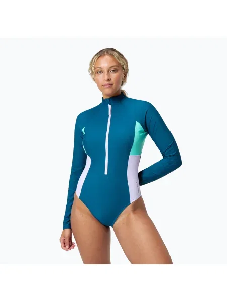 Speedo női egyrészes fürdőruha Zip Colorblock sötét színű teal. Méret: XL kék