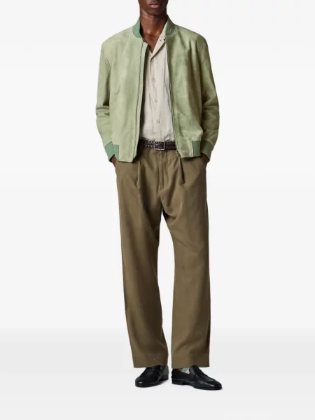 Geacă bomber Paul Smith din piele de căprioară verde