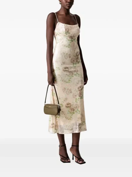 Rochie midi Bardot cu paiete cu model floral