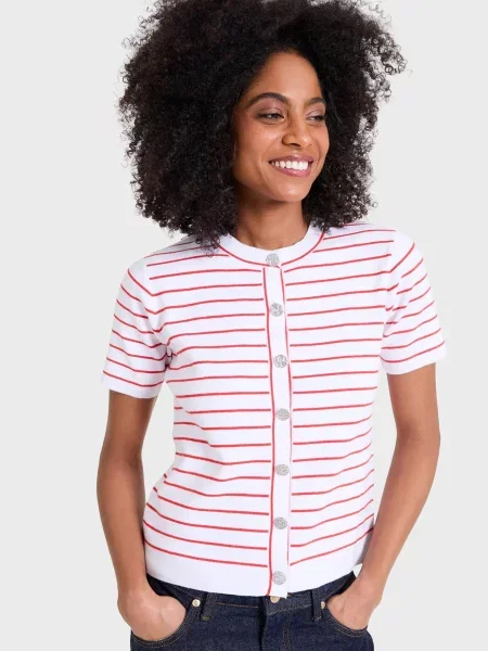 Смугастий кардиган Naf Naf білий