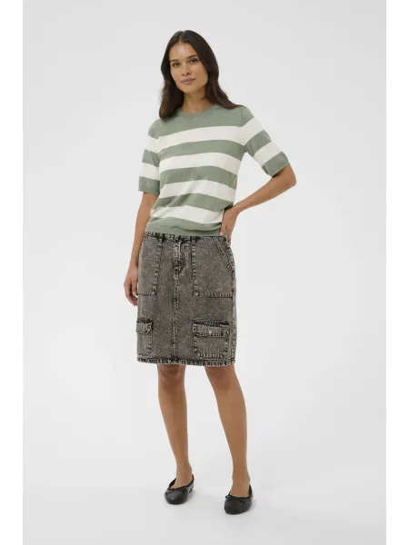 Kaffe Pulover Lizza verde pastel / natural alb