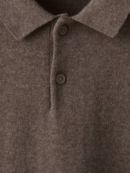 Sweter z dzianiny z kołnierzykiem polo Dzieci lata MANGO KIDS brązowy