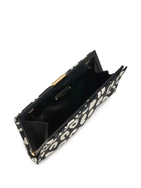 Geantă plic Carolina Herrera cu model leopard din jacard negru