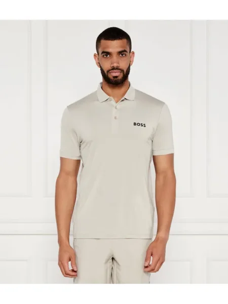 BOSS GREEN Tenisz póló Check TOC | stretch bézs