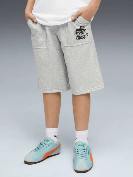 Дитячі Повсякденні шорти PUMA Relaxed Long Shorts комбінований верх сірий