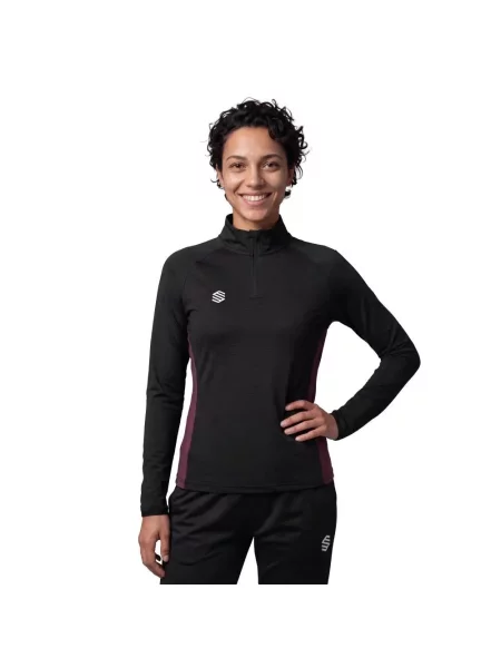 Bluza sportowa ze stójką Siroko Halfzip Black/Burgundy W czarna