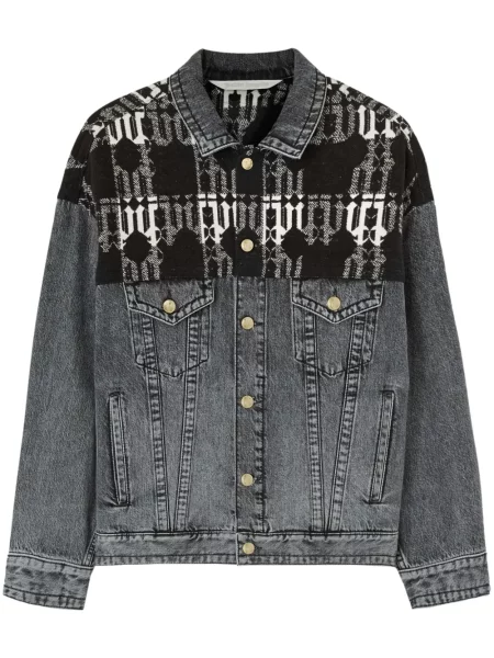 Kurtka jeansowa Palm Angels żakardowa szara