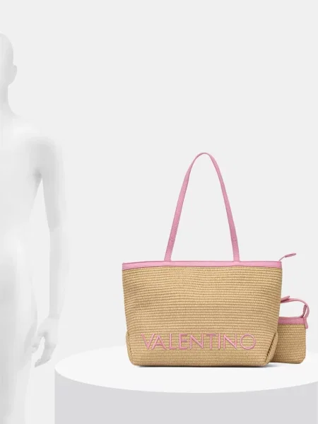 VALENTINO Shopper táska rózsaszín / gyapjúfehér bézs