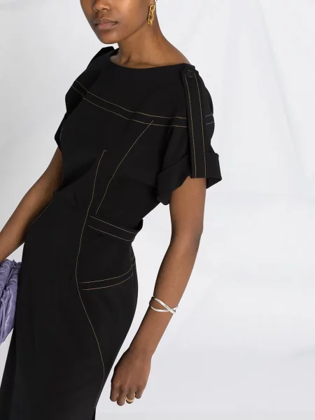 Rochie Alberta Ferretti de lână cu decolteu barcă negru
